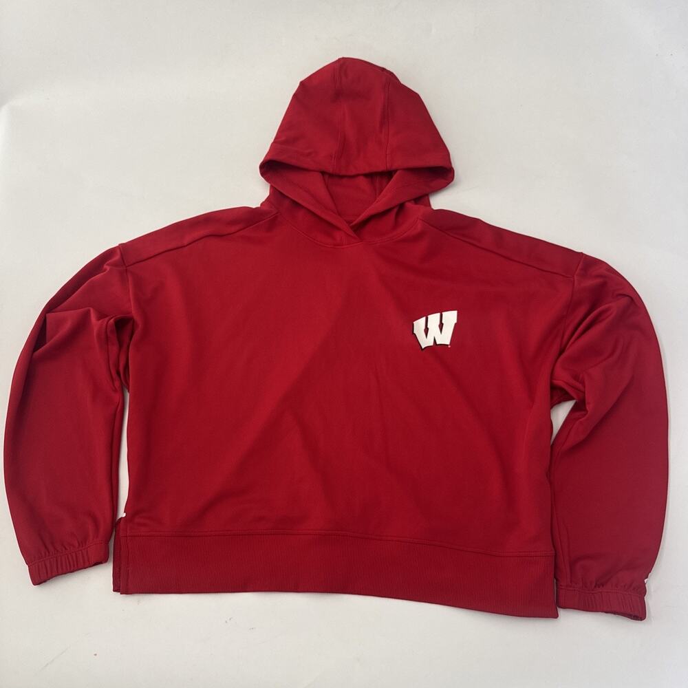 Under Armour Wisconsin Badger Cropped Hooded Sweatshirt Lightweight Loose Medium